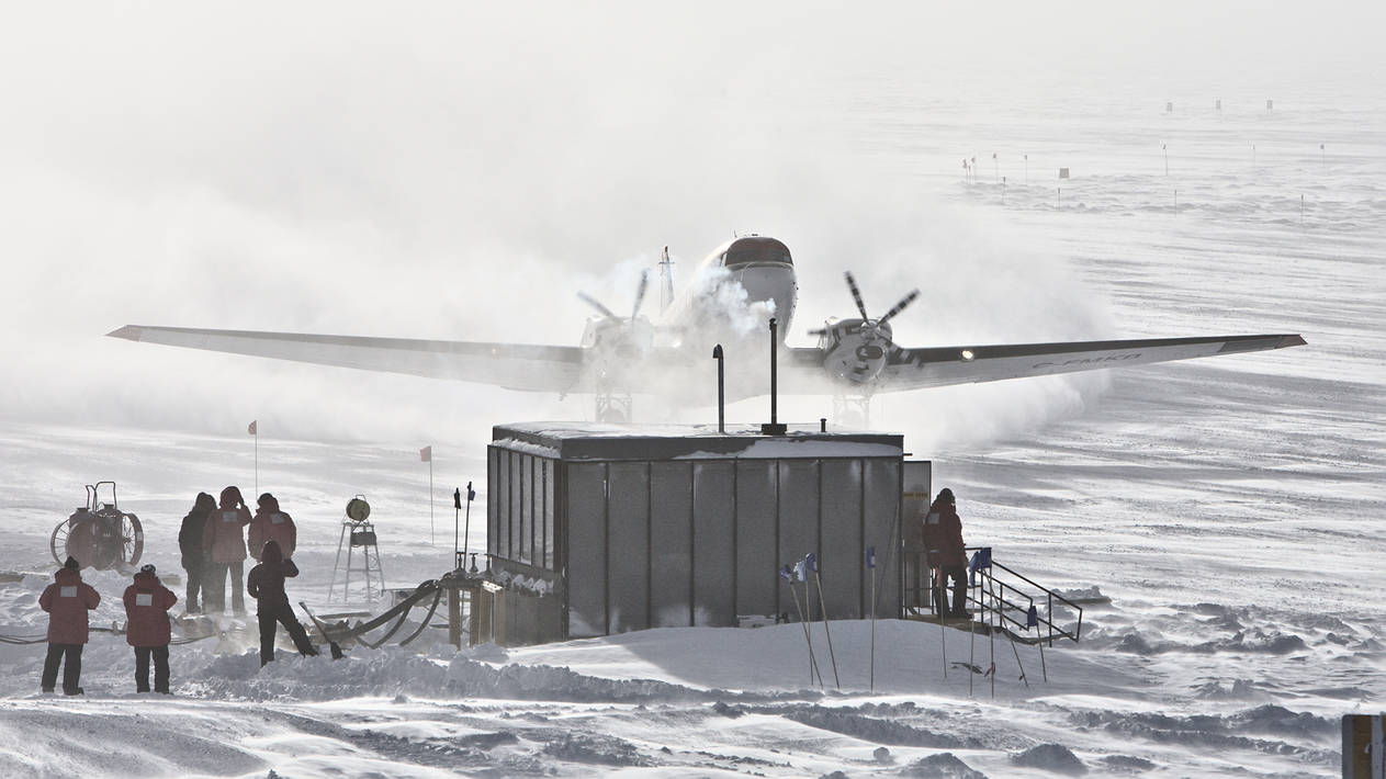 Eagerly awaiting - the first airplane after the polar night