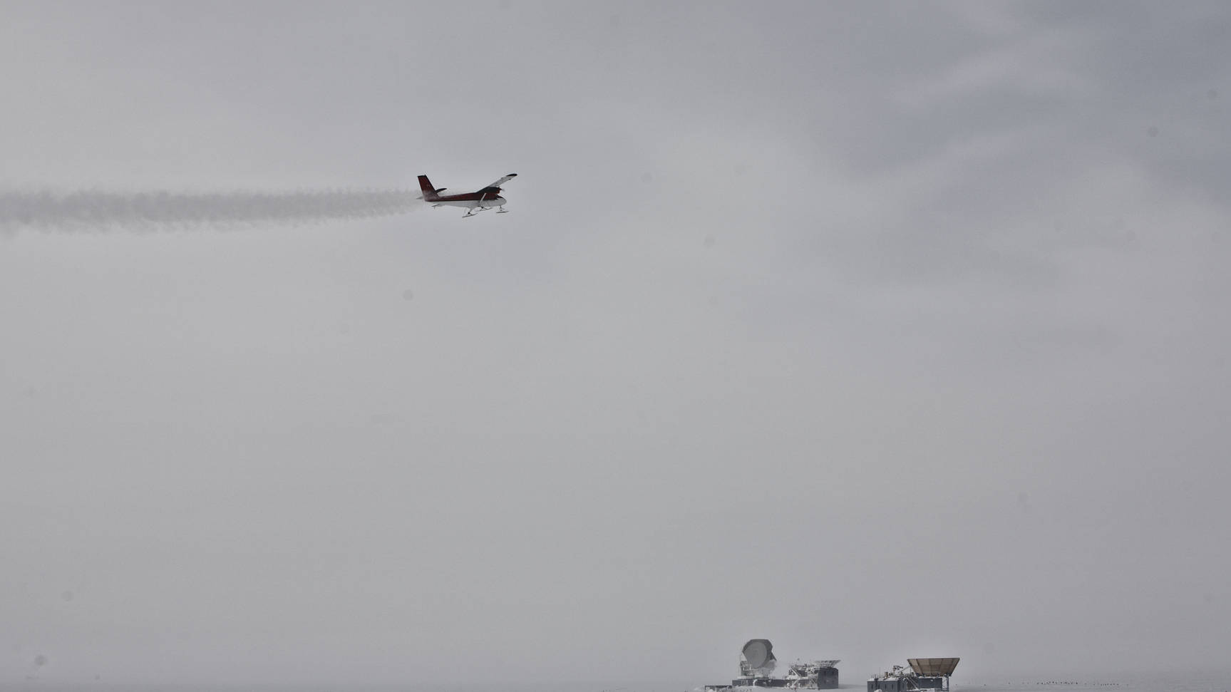 Perfect photo op - flight path over the South Pole Telescope